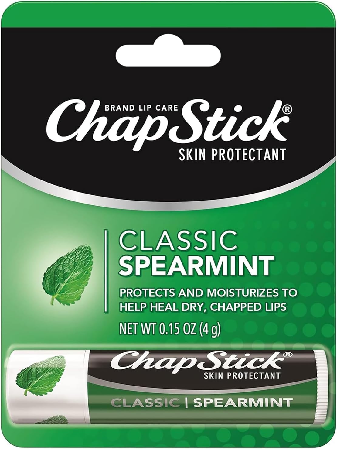 ChapStick Classic Spearmint Lip Balm – Cool & Refreshing, Moisturizing Lip Care for Dry, Cracked Lips, 0.15 Oz Ea