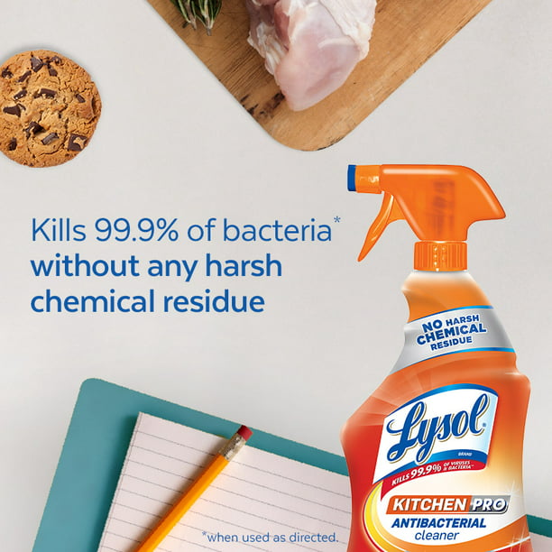 Lysol Pro Kitchen Spray Cleaner and Degreaser, Antibacterial All Purpose Cleaning Spray for Kitchens, Countertops, Ovens, and Appliances, Citrus Scent, 22oz