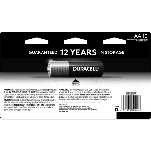 Duracell Coppertop AA Battery with POWER BOOST™, 16 Pack Long-Lasting Batteries