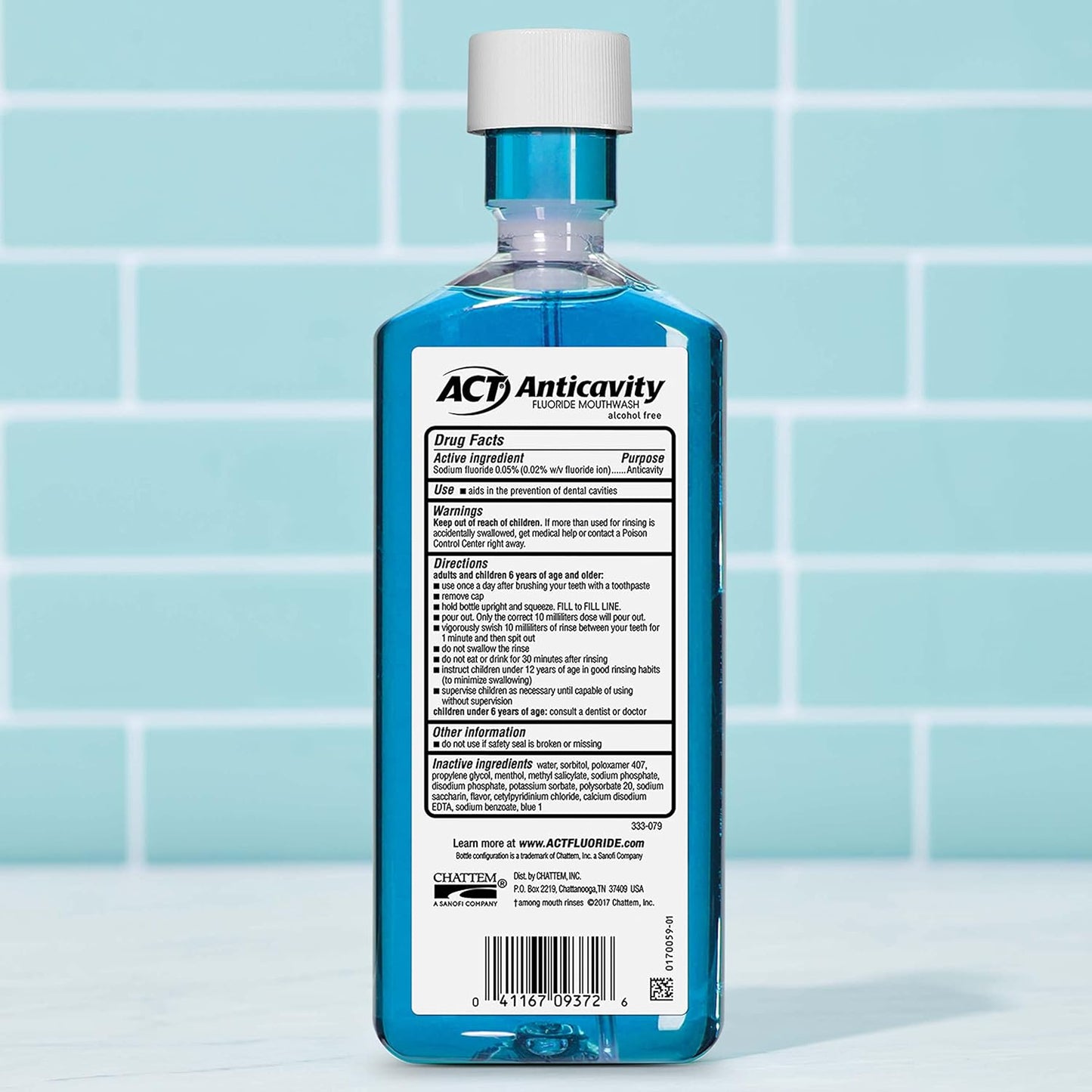 ACT Anticavity Fluoride Mouthwash With Zero Alcohol, Arctic Blast, 18 fl. oz.