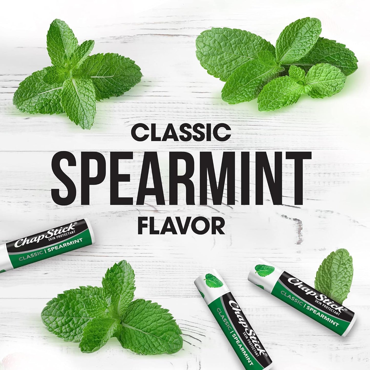 ChapStick Classic Spearmint Lip Balm – Cool & Refreshing, Moisturizing Lip Care for Dry, Cracked Lips, 0.15 Oz Ea