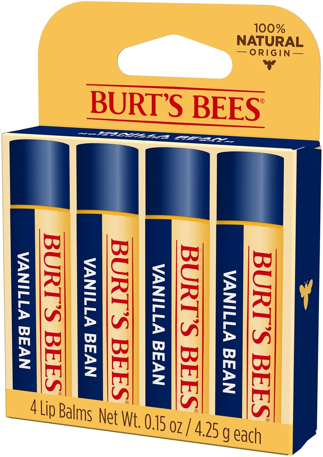 Burt's Bees 100% Natural Moisturizing Lip Balm, Vanilla Bean - 4 Tubes