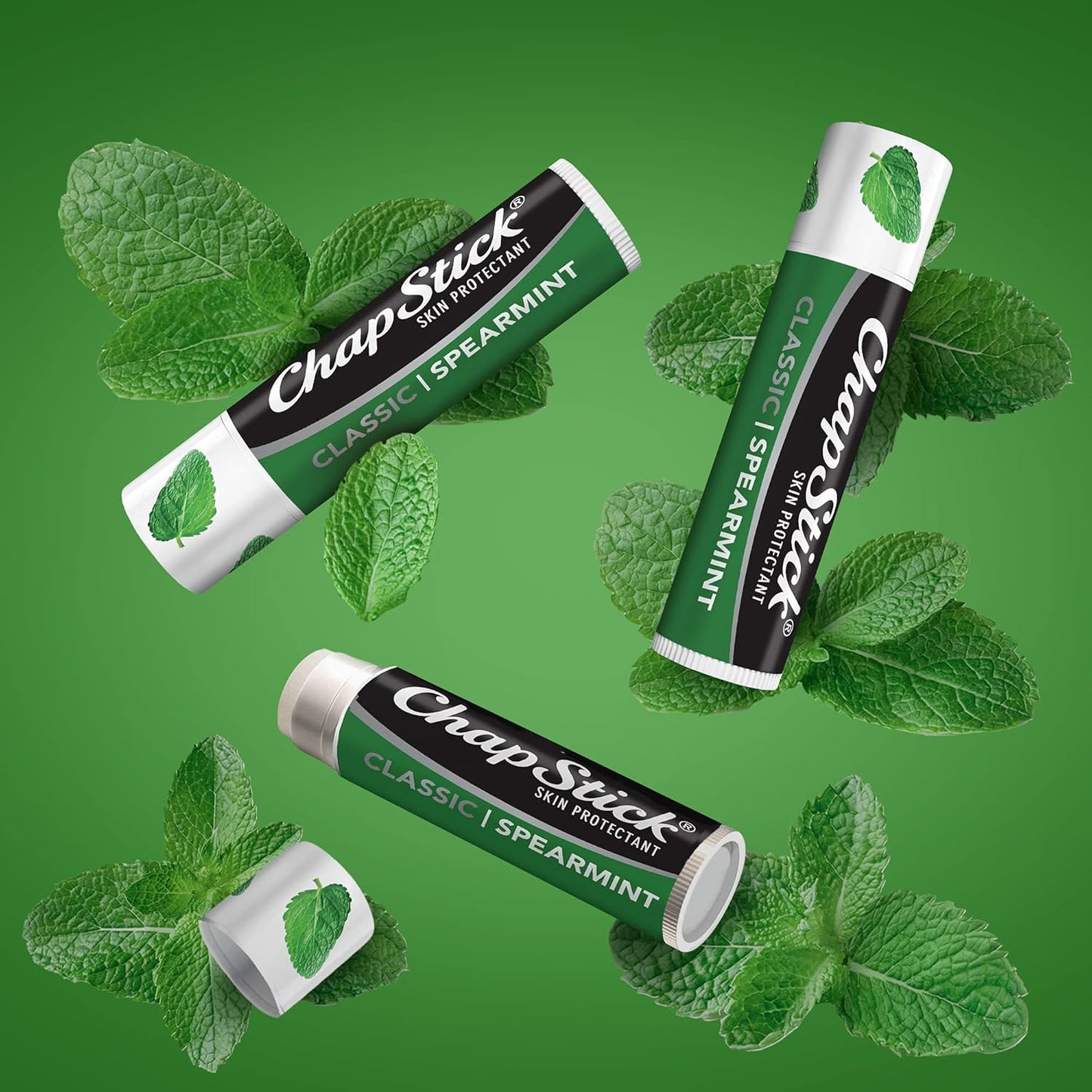 ChapStick Classic Spearmint Lip Balm – Cool & Refreshing, Moisturizing Lip Care for Dry, Cracked Lips, 0.15 Oz Ea
