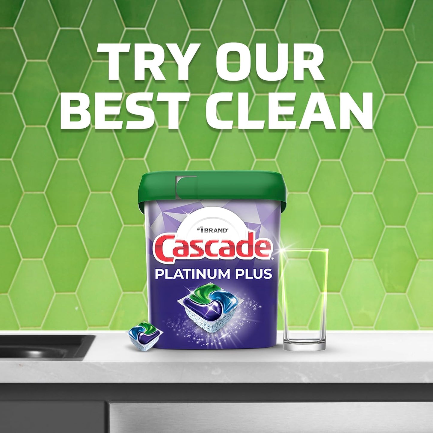 Cascade Platinum Plus ActionPacs Dishwasher Detergent Pods, Fresh, 11 Count
