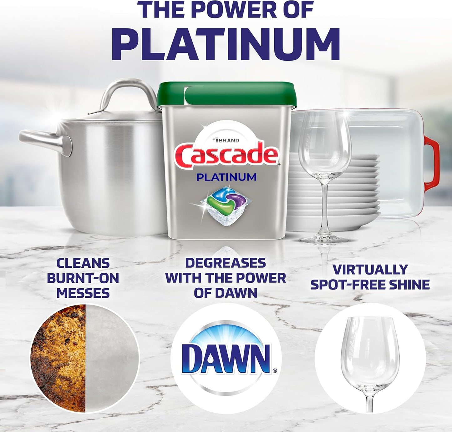 Cascade Platinum Plus ActionPacs Dishwasher Detergent Pods, Fresh, 11 Count