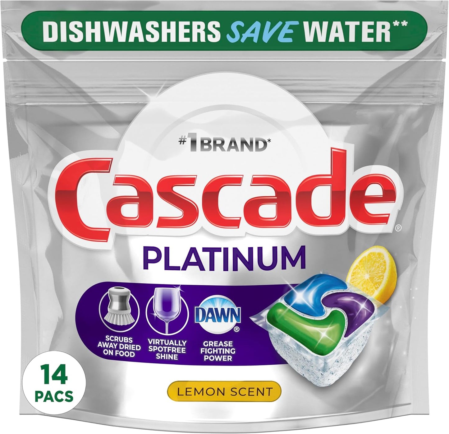 Cascade Platinum Plus ActionPacs Dishwasher Detergent Pods, Fresh, 11 Count