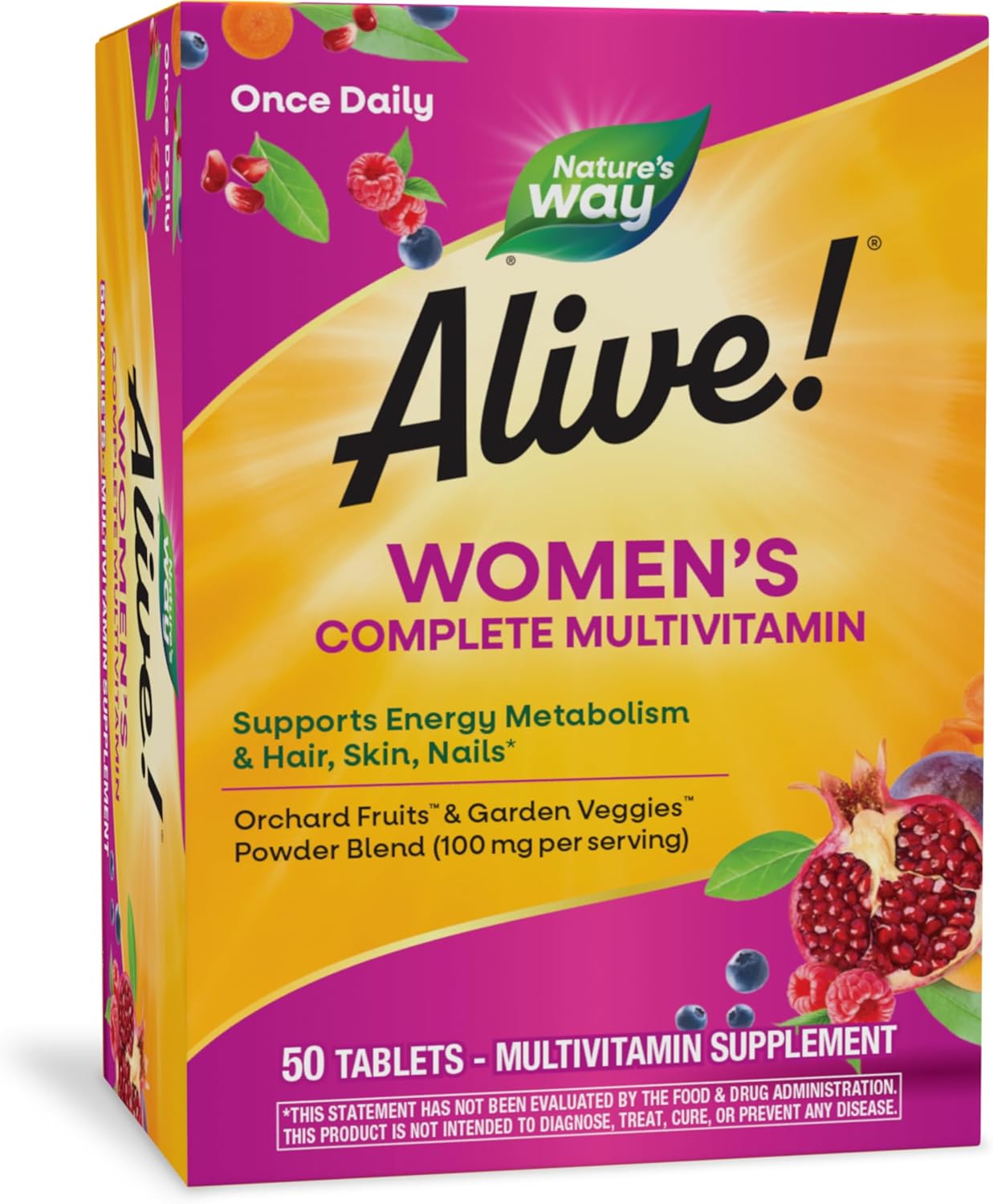 Nature's Way Alive! Women’s Complete Multivitamin, Supports Energy Metabolism and Hair, Skin & Nails*, B-Vitamins, 50 Tablets (Packaging May Vary)