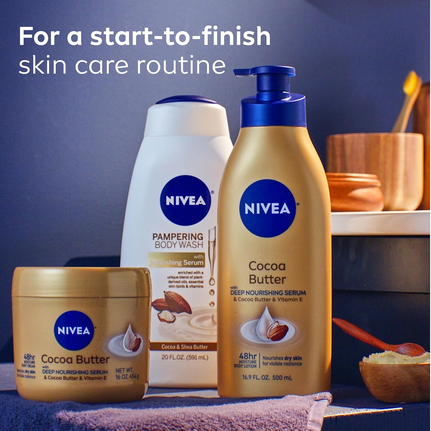 NIVEA Cocoa Butter Body Lotion with Deep Nourishing Serum, Scented Body Lotion, 16.9 Fl Oz Pump Bottle