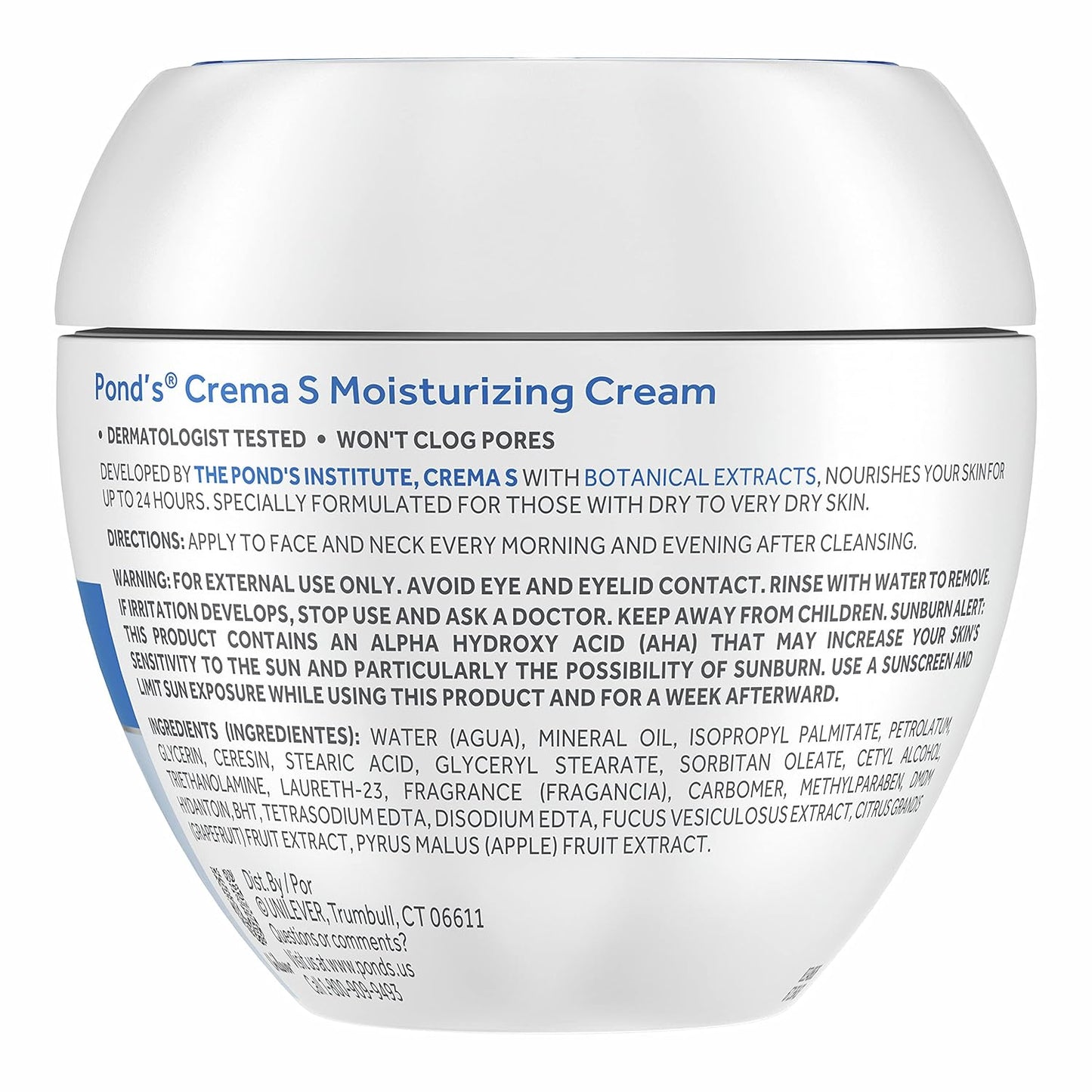 POND'S Crema S Nourishing Face Moisturizer for Women, Skin Care Facial Moisturizer Cream for Dry to Very Dry Skin, Nourishes for up to 24 hours 14.1 oz