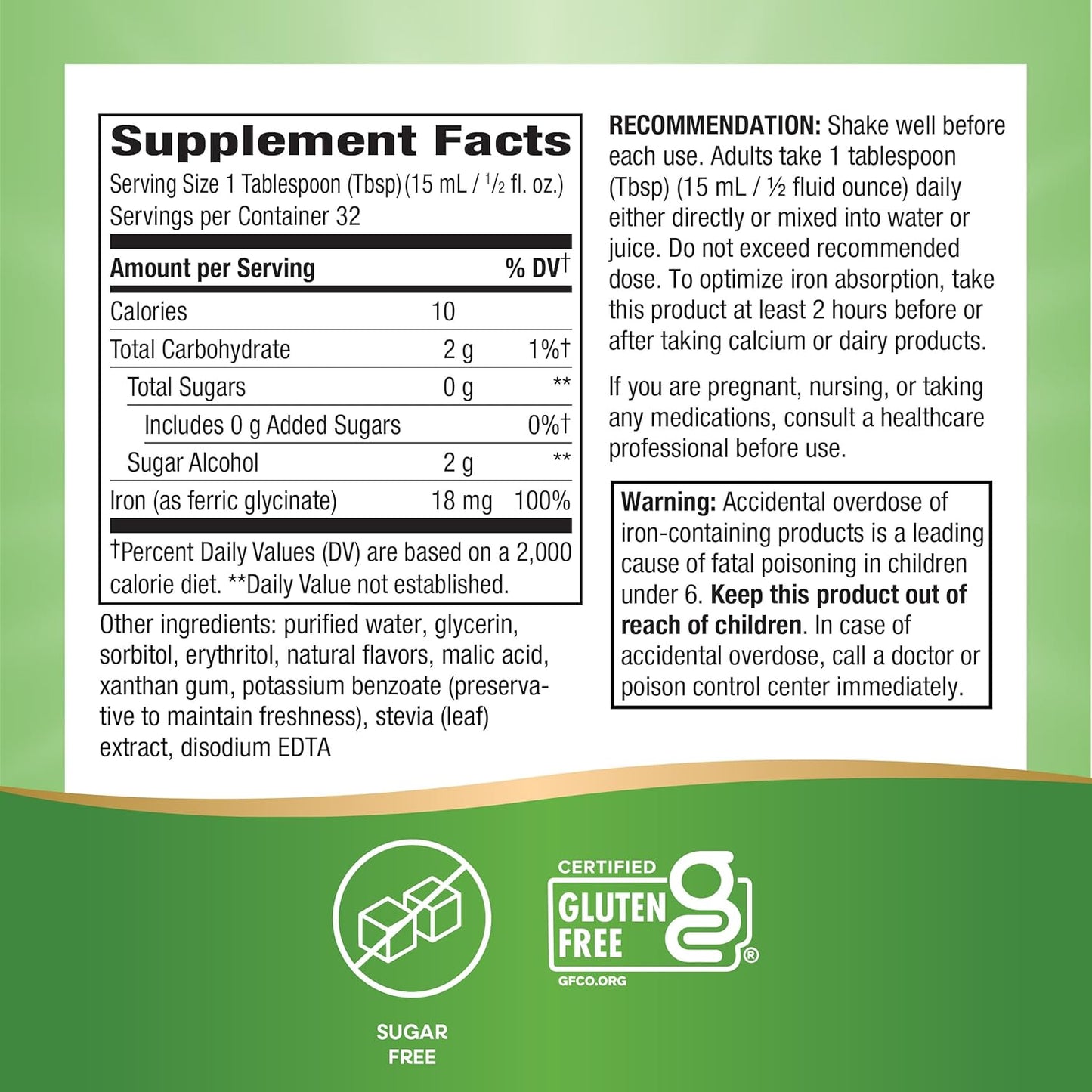 WELLESSE Liquid Mineral Supplement, Iron, 16 Ounce