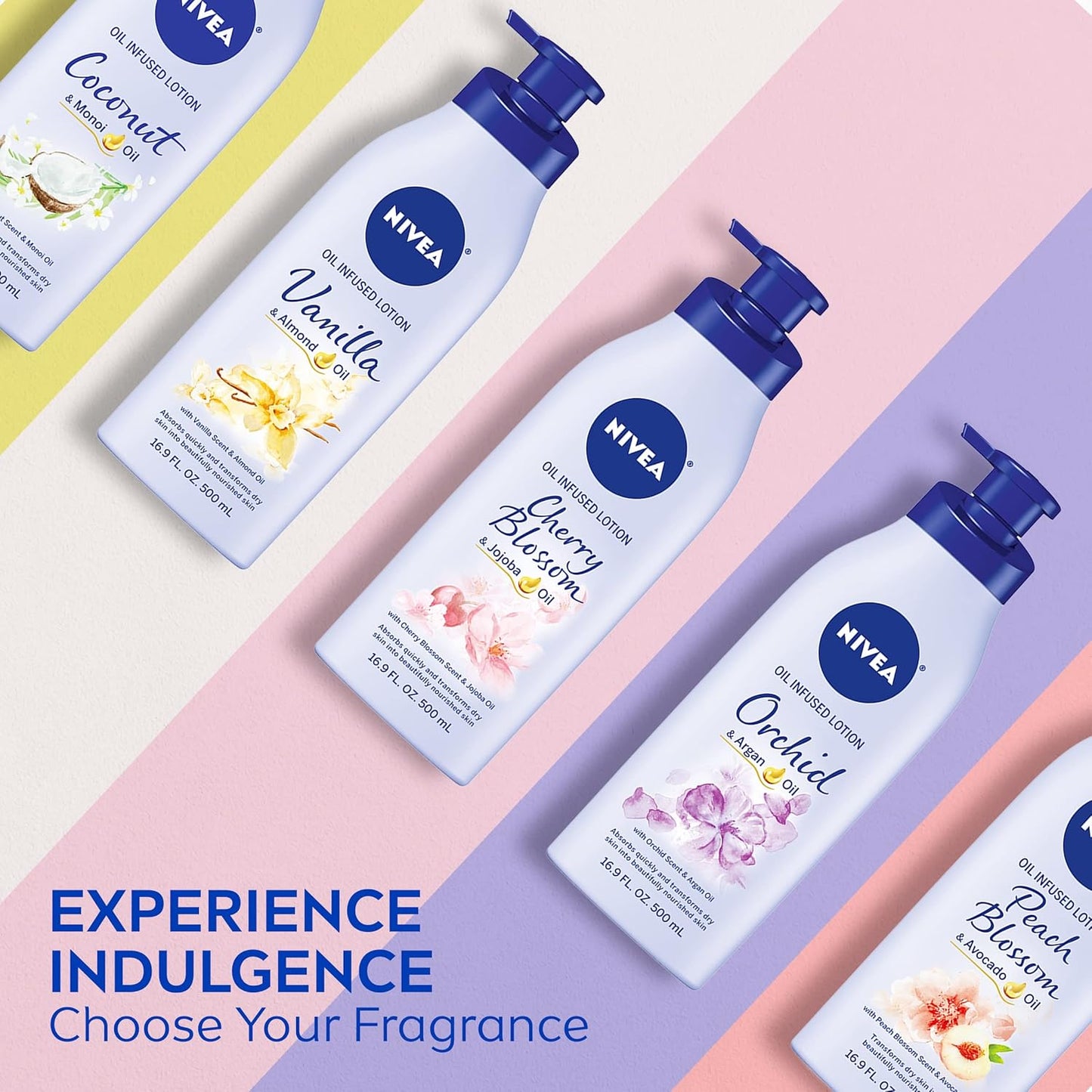 NIVEA Oil Infused Body Lotion, Cherry Blossom Lotion with Jojoba Oil, Moisturizing Body Lotion for Dry Skin, 16.9 Fl Oz Pump Bottle