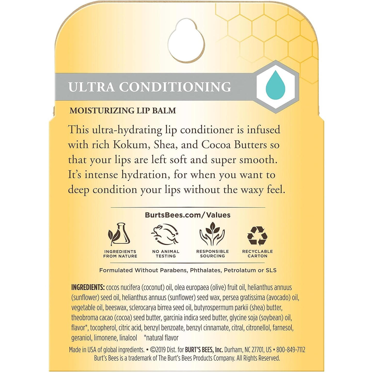 Burt's Bees Lip Balm Stocking Stuffers, Moisturizing Lip Care Christmas Gifts for All Day Hydration, Ultra Conditioning with Shea, Cocoa & Kokum Butter, 100% Natural (4-Pack)