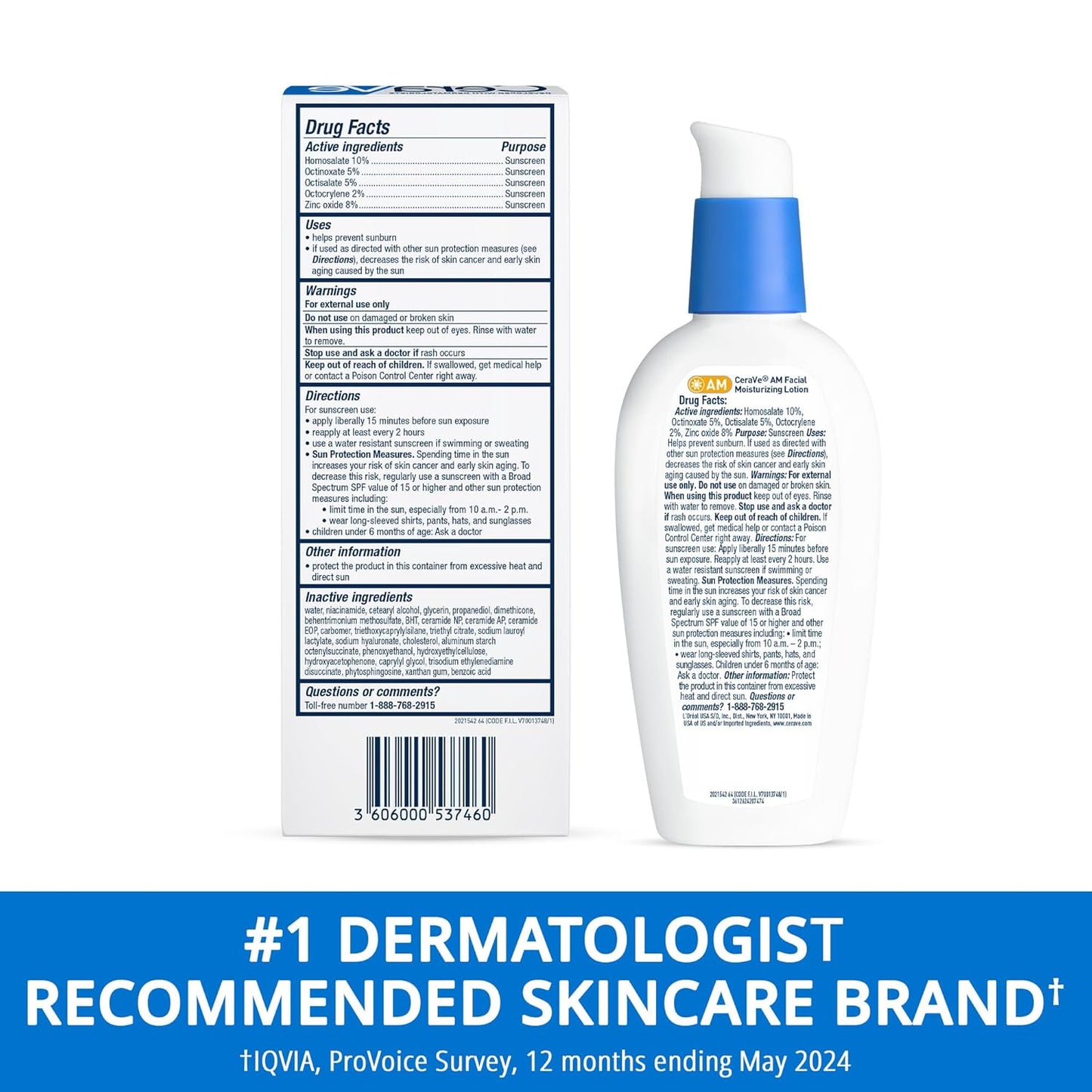 CeraVe AM Facial Moisturizing Lotion with SPF 30 | Oil-Free Face Moisturizer with SPF | Formulated with Hyaluronic Acid, Niacinamide & Ceramides | Non-Comedogenic | Broad Spectrum Sunscreen | 3 Ounce