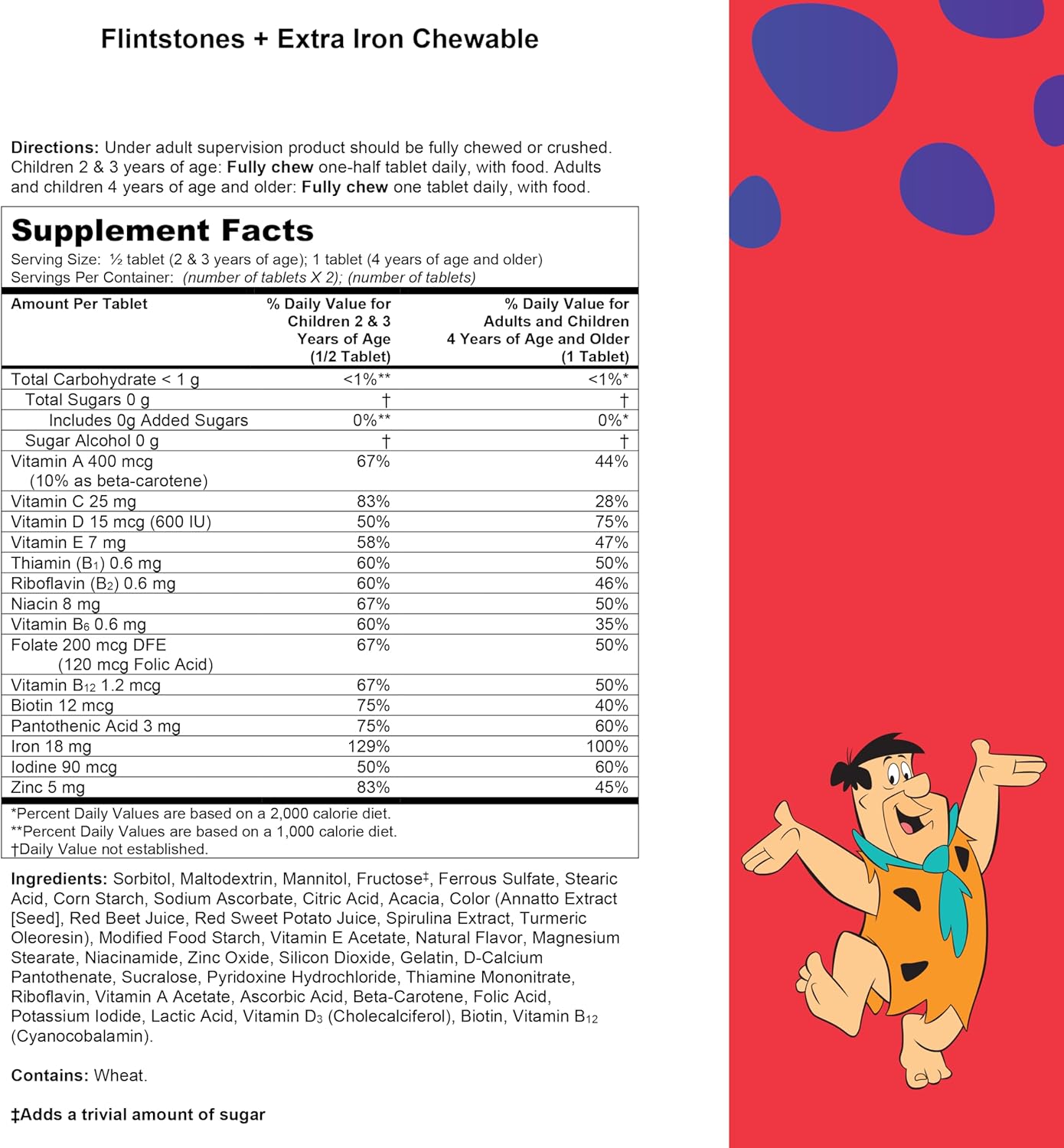 Flintstones Chewable Kids Multivitamin with Vitamin C, D, B12 & Iron for Toddlers, 90 Count