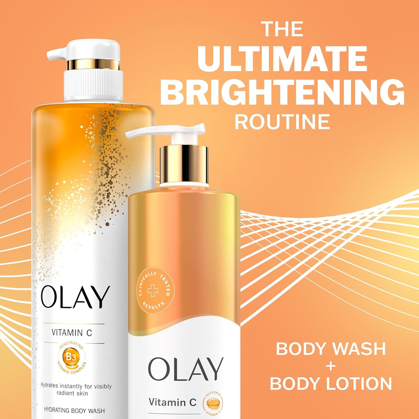 Olay Body Lotion Brightening for Women with Vitamin C, 24hr Moisturizing, Vitamin E & Vitamin B3 Complex, Fast Absorbing Formula, 17 fl oz