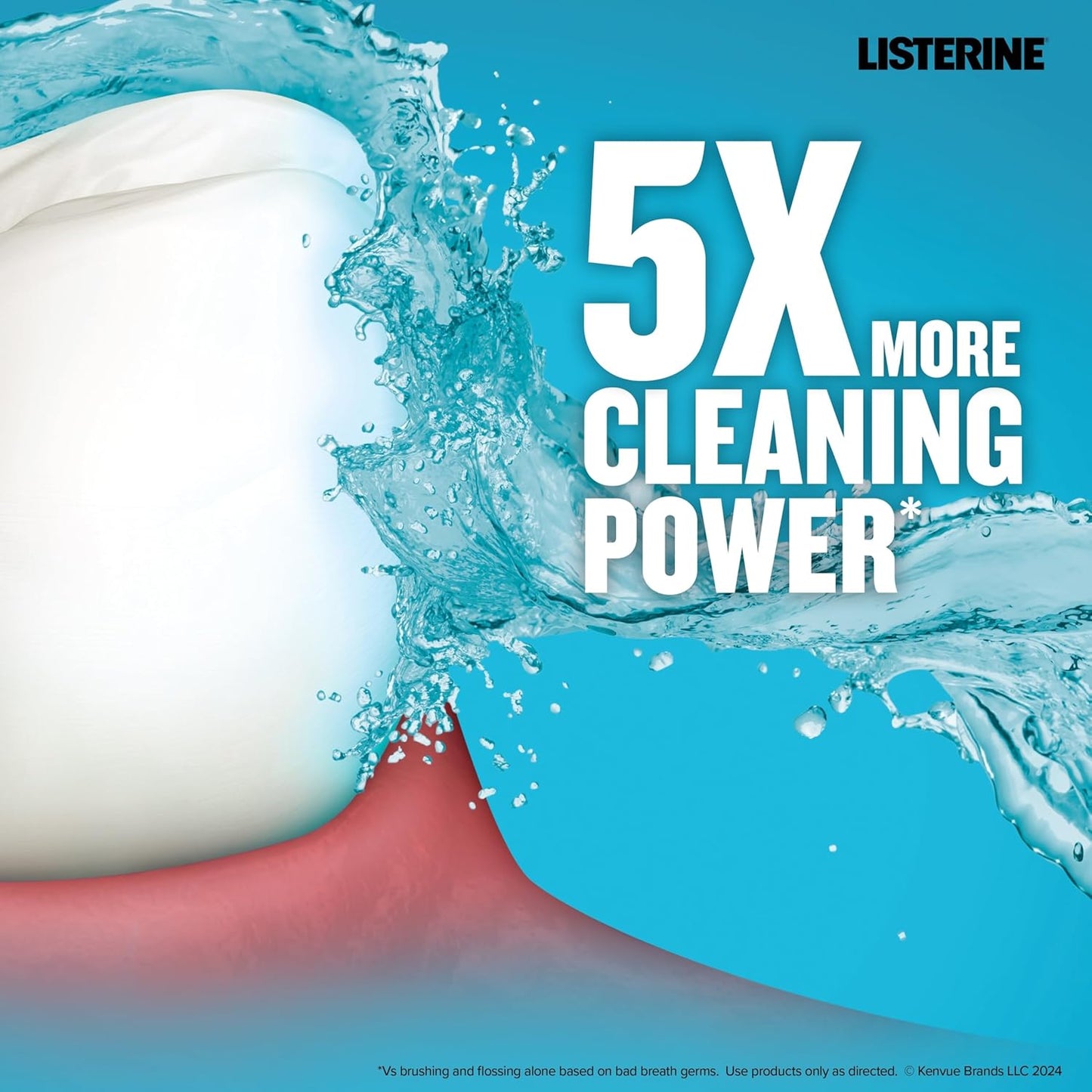 Listerine Zero Alcohol Mouthwash, Alcohol-Free Oral Rinse to Kill 99% of Germs That Cause Bad Breath for Fresh Breath & Clean Mouth, Less Intense Taste, Cool Mint Flavor, 1 L (Pack of 1)
