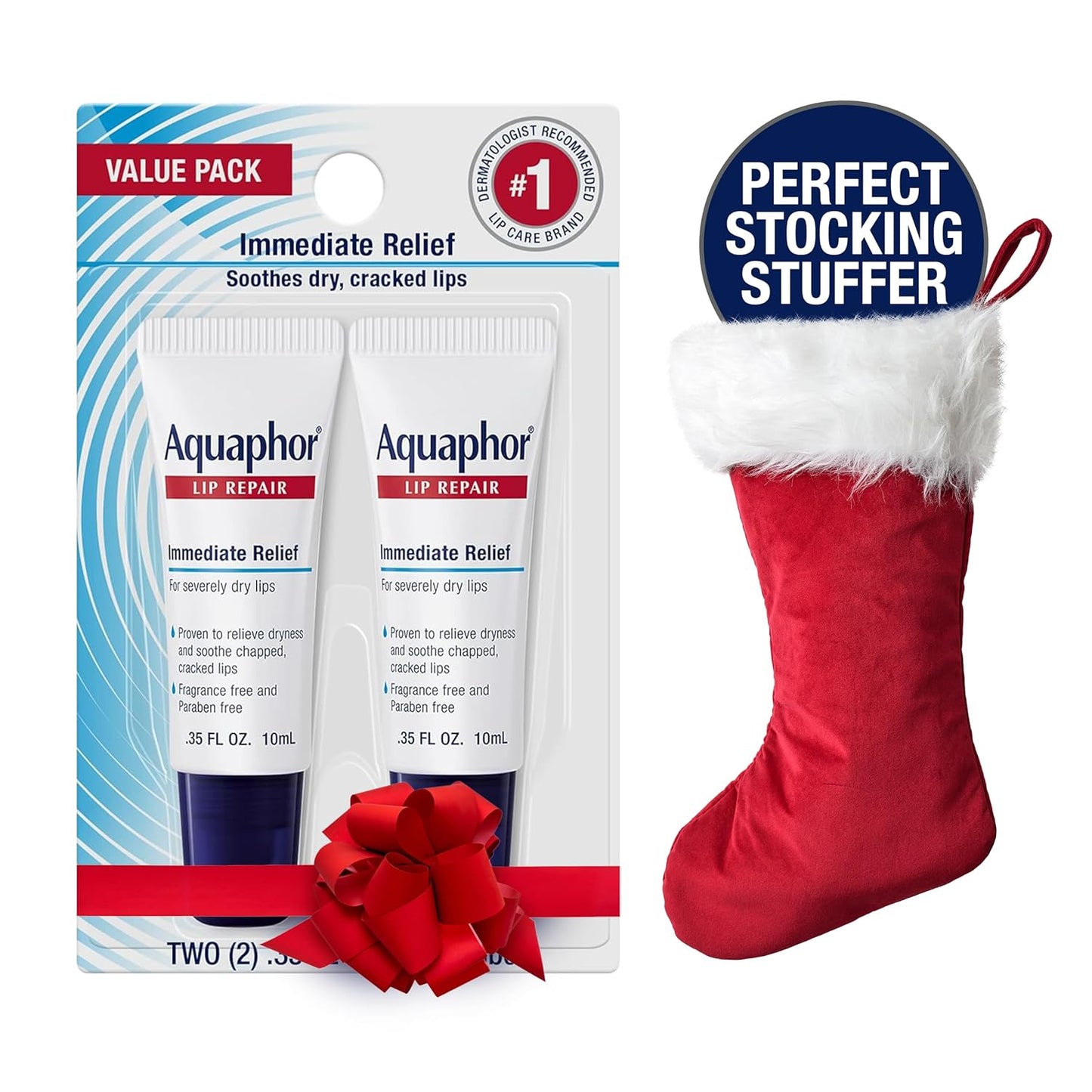 Aquaphor Lip Repair Tubes, Lip Ointment for Chapped Lips, Moisturizing Lip Balm, Two 0.35 ounce tubes