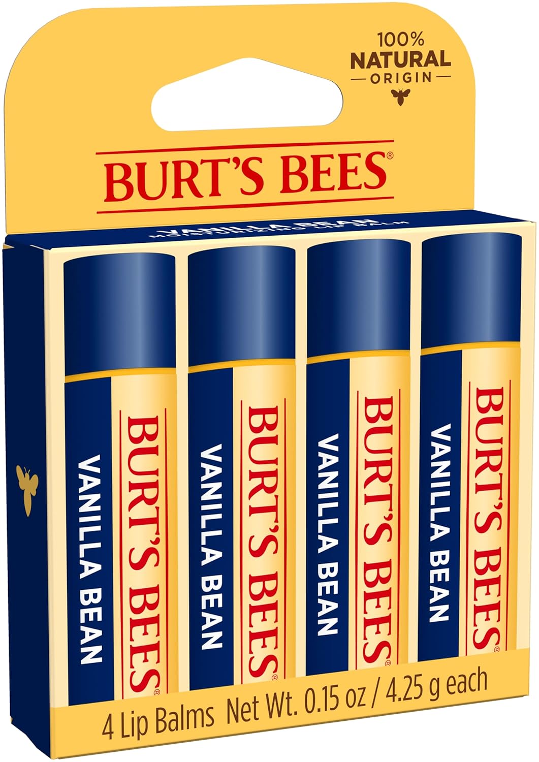 Burt's Bees 100% Natural Moisturizing Lip Balm, Vanilla Bean - 4 Tubes