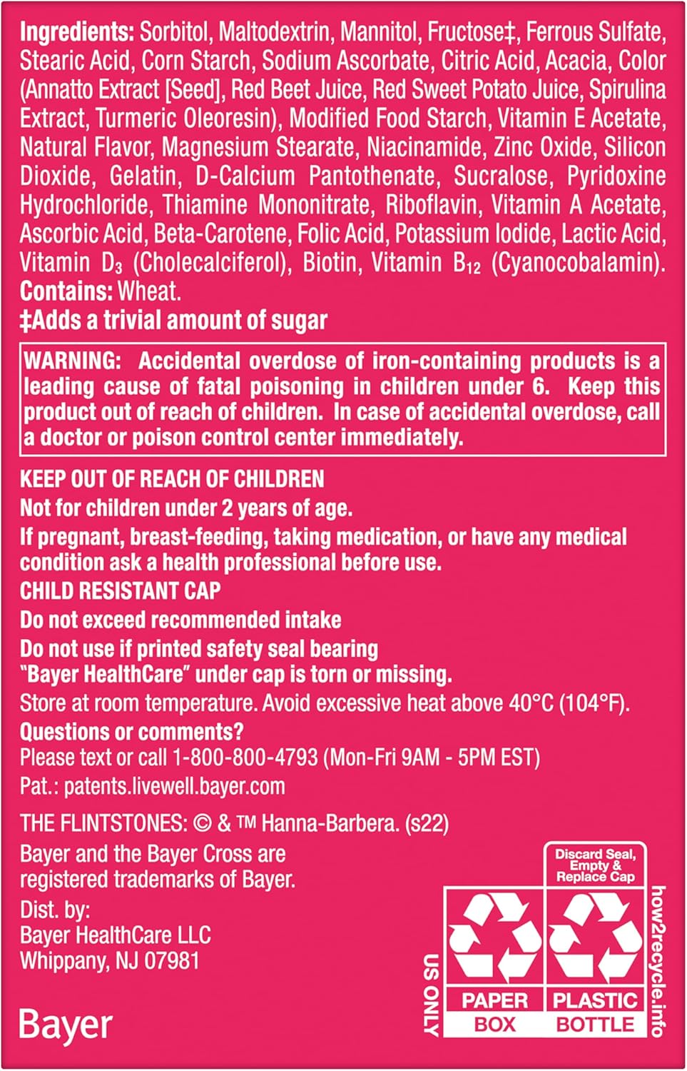 Flintstones Chewable Kids Multivitamin with Vitamin C, D, B12 & Iron for Toddlers, 90 Count