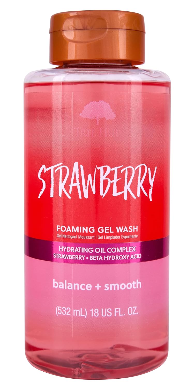 Tree Hut Strawberry Foaming Gel Wash | Cleanse & Soothe Skin Without Stripping Moisture | Made with our Hydrating Oil Complex | 18 fl oz.