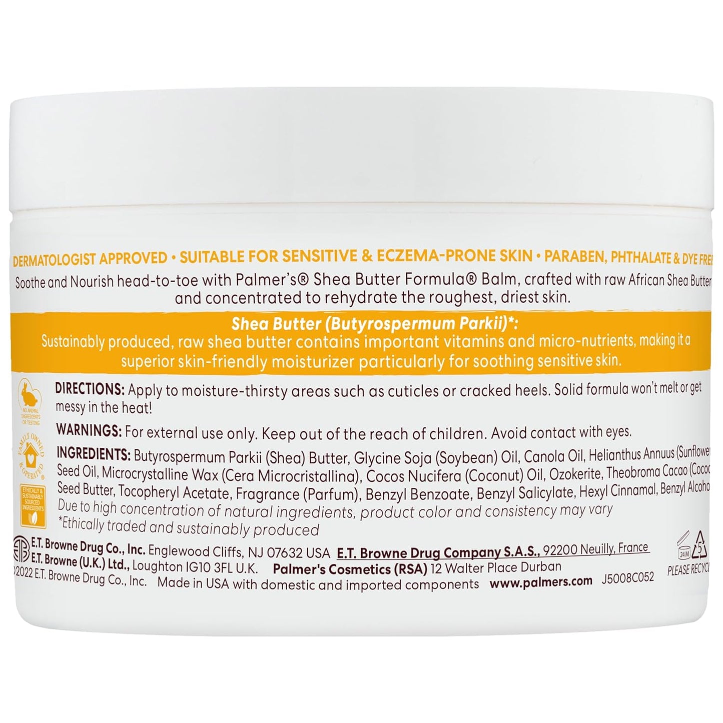 Palmer’s Shea Butter Formula Raw African Shea Butter Balm, Nourishing Body Moisturizer for Rough, Dry Skin, 7.25 Ounces