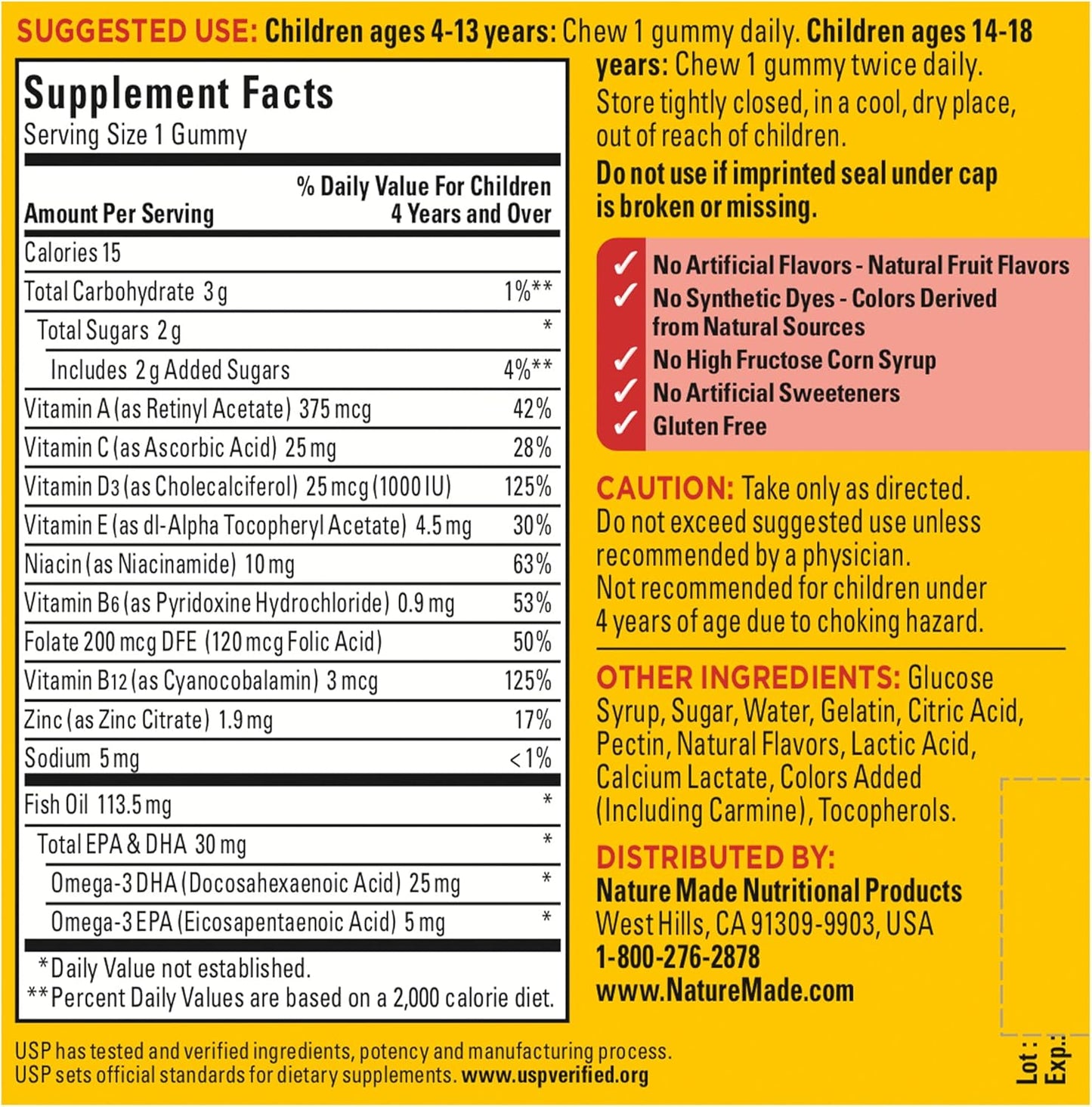 Nature Made Kids First Multivitamin with Omega-3, Kids Vitamins and Minerals for Nutritional Support, 70 Kids Multivitamin Gummies
