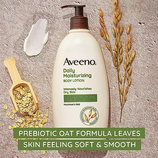 Aveeno Daily Moisturizer, Body Lotion, For Dry Skin, Prebiotic Oat Fragrance Free, 18 fl. oz, Pack of 1