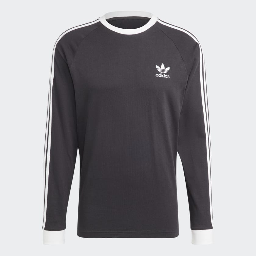 Adidas Men's Adicolor Classics 3-Stripes Long Sleeve Tee, Black