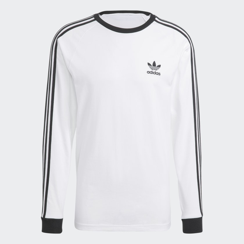 Adidas Men's Adicolor Classics 3-Stripes Long Sleeve Tee, White