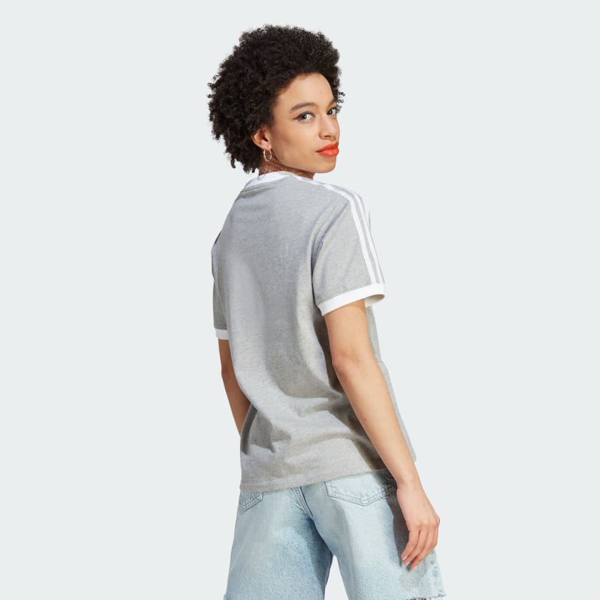 Adidas Women's Adicolor Classics 3-Stripes Tee, Medium Grey Heather