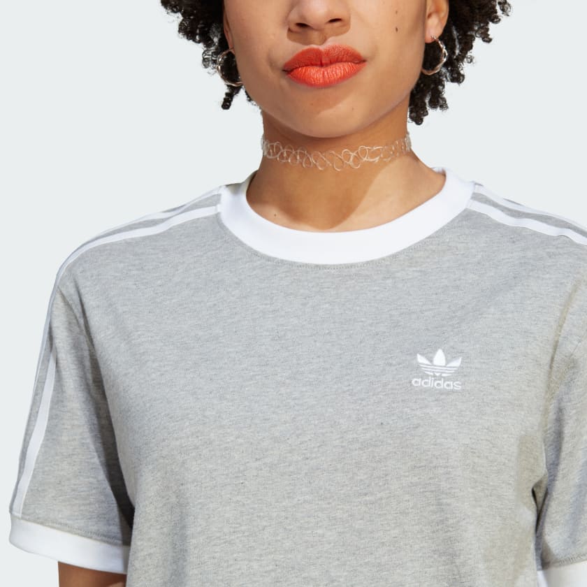 Adidas Women's Adicolor Classics 3-Stripes Tee, Medium Grey Heather