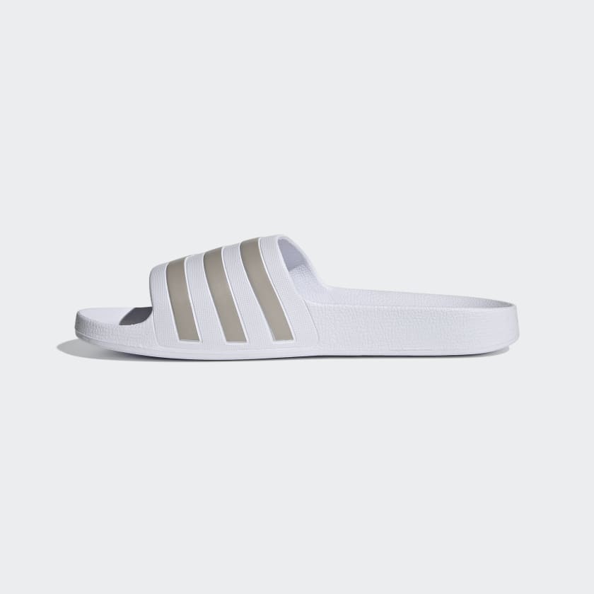 Adidas Women's Adilette Aqua Slides, Cloud White / Platinum Metallic / Cloud White