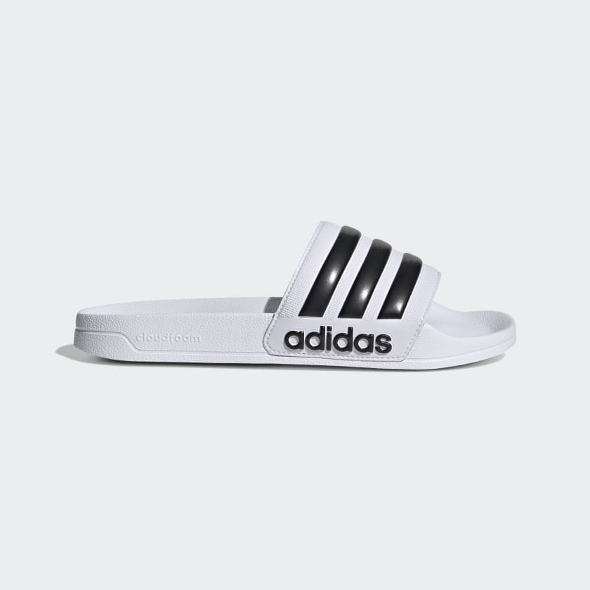 Adidas Women's Adilette Shower Slides, Cloud White / Core Black / Cloud White