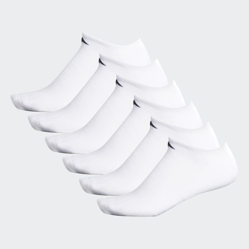 Adidas Athletic Cushioned No-Show Socks 6 Pairs, White