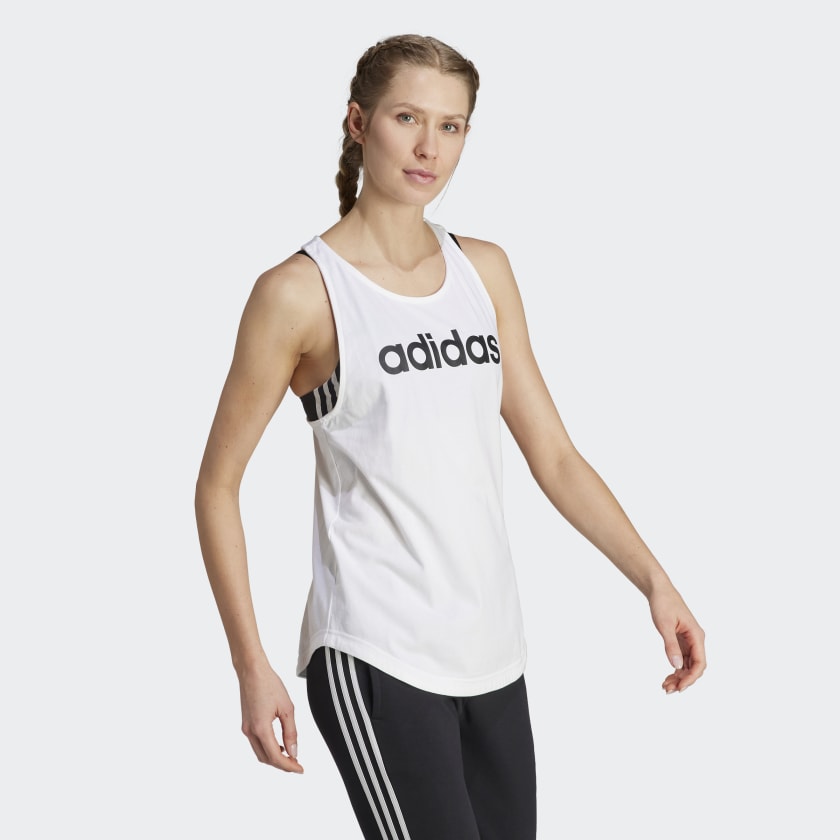 Adidas Women's Essentials Loose Logo Tank Top, White / Black