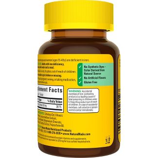 Nature Made Iron 65 mg (from Ferrous Sulfate) Tablets - 180ct