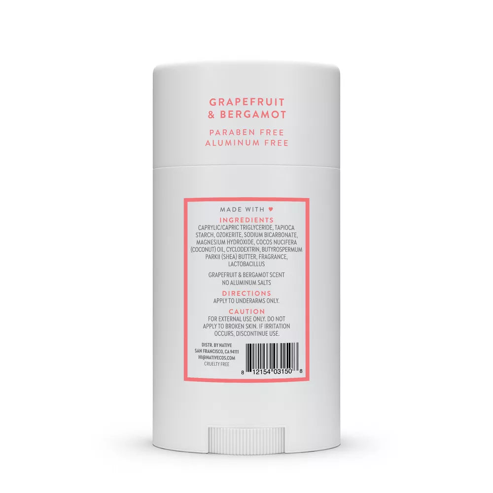 Native Deodorant - Grapefruit & Bergamot - Aluminum Free - 2.65 oz
