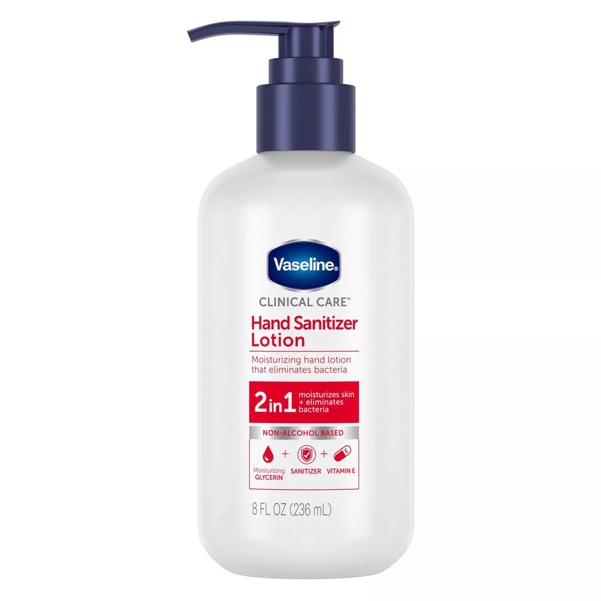 Vaseline Clinical Care 2-in-1 Hand Sanitizer Pump Lotion - Unscented - 8 fl oz