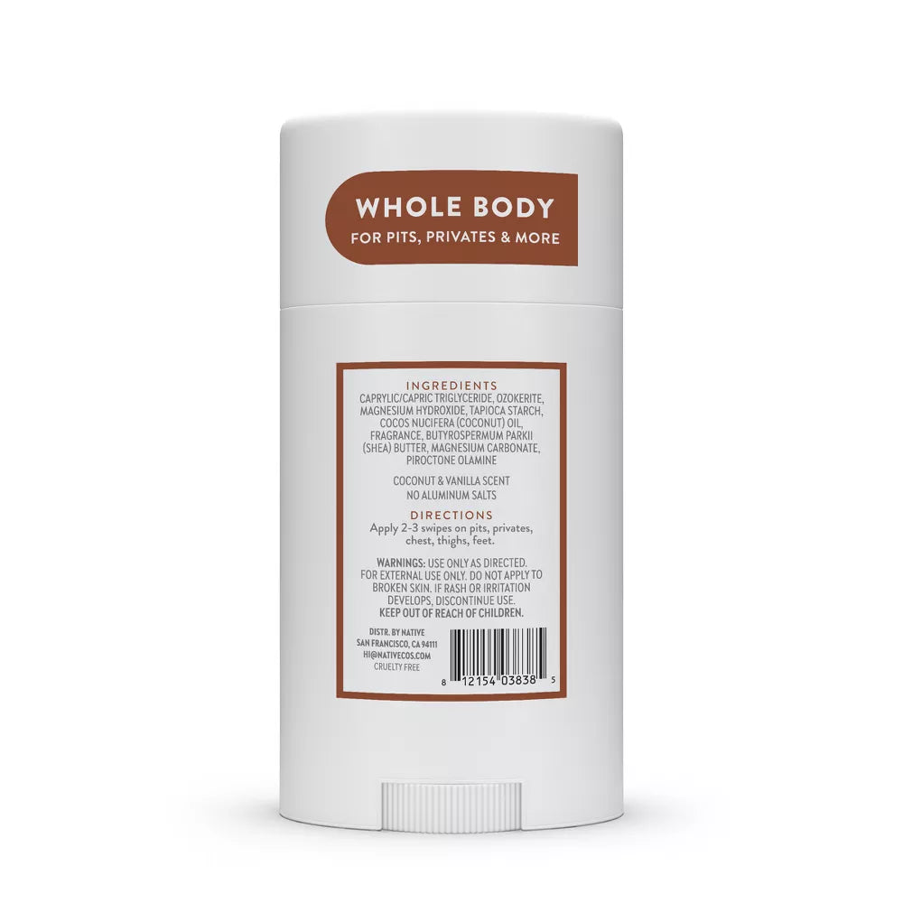 Native Whole Body Deodorant Stick - Coconut & Vanilla - Aluminum Free - 2.3oz