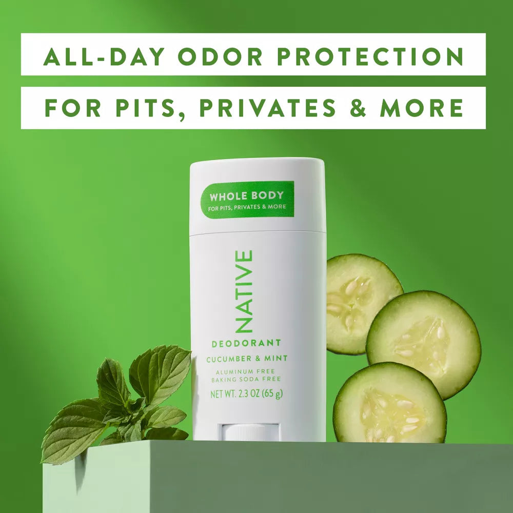Native Whole Body Deodorant Stick - Cucumber & Mint - Aluminum Free - 2.3oz