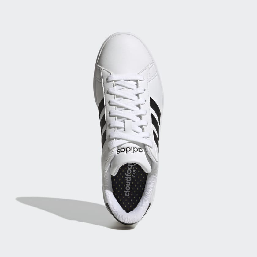 Adidas Women's Grand Court Cloudfoam Lifestyle Court Comfort Shoes, Cloud White / Core Black / Core Black