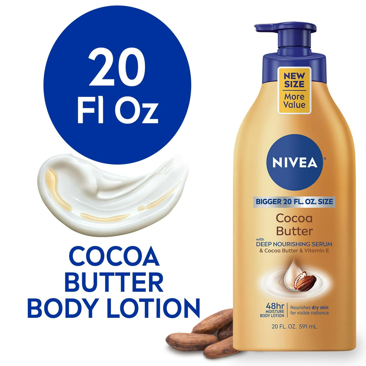 NIVEA Cocoa Butter Body Lotion with Deep Nourishing Serum, 20 Fl Oz