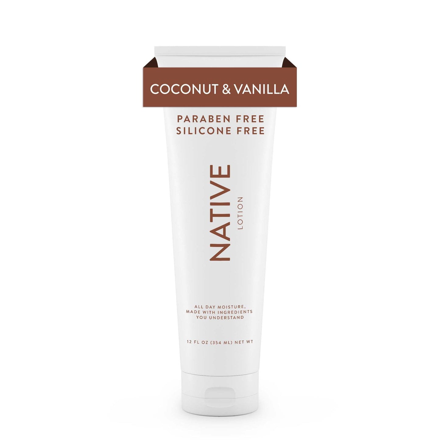 Native Natural Hand and Body Lotion, Coconut & Vanilla, Paraben Free, Silicone Free 12 oz