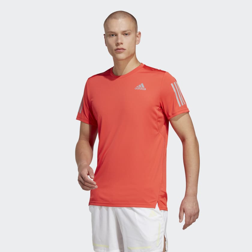 Adidas Men's Own The Run Tee, Bright Red / Reflective Silver