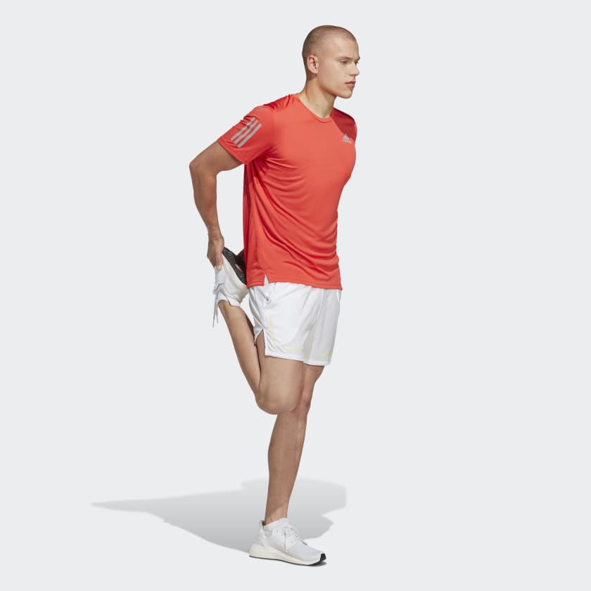 Adidas Men's Own The Run Tee, Bright Red / Reflective Silver