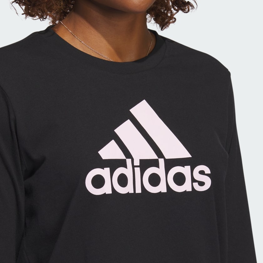 Adidas Women's Sportswear Logo Long Sleeve Tee, Black / Clear Pink