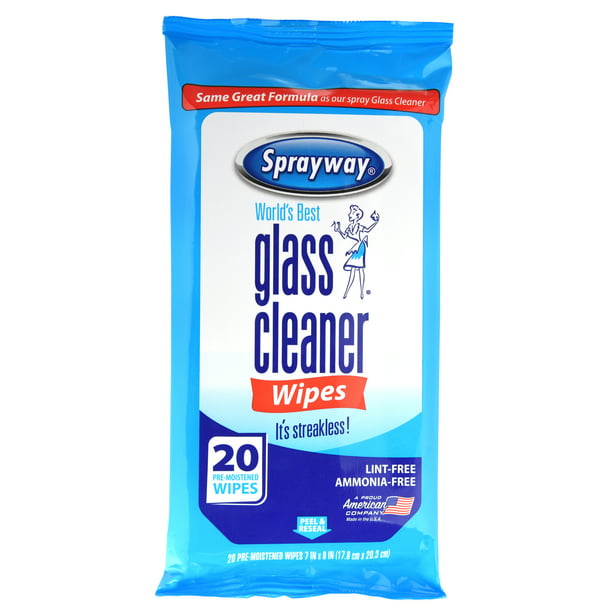 Sprayway SW199R Ammonia-Free Glass Cleaner Wipes, Fresh Scent, 20 Count