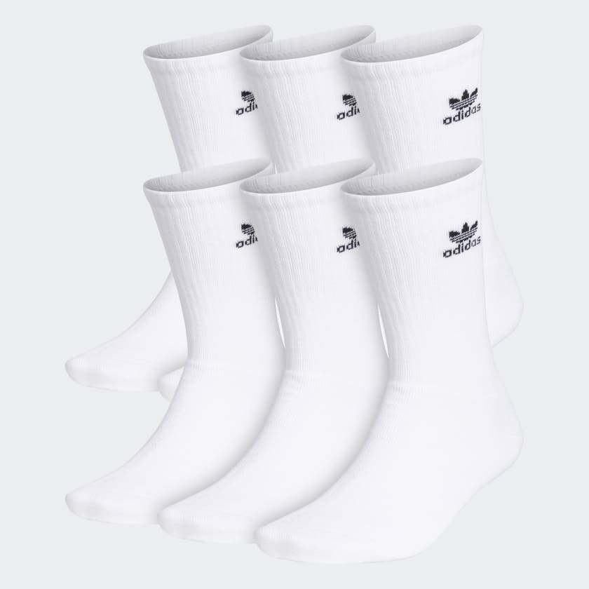 Adidas Trefoil Crew Socks 6 Pairs, White / Black