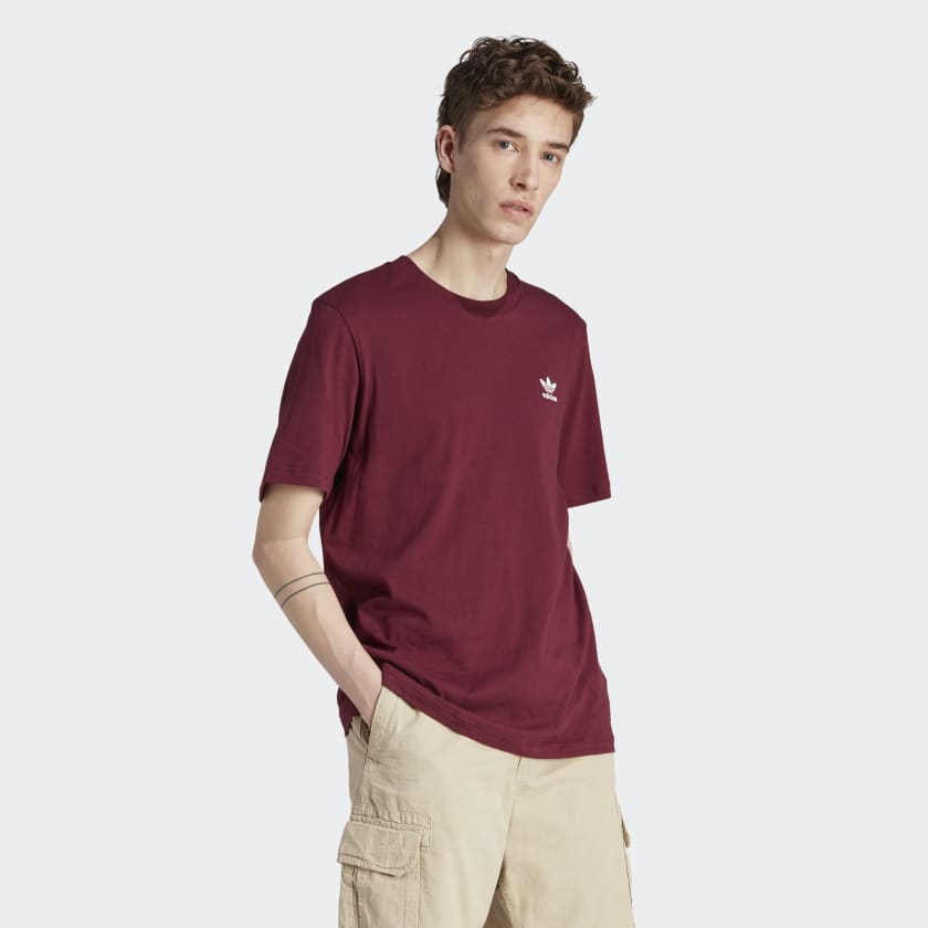 Adidas Trefoil Essentials Men's Tee, Maroon / White