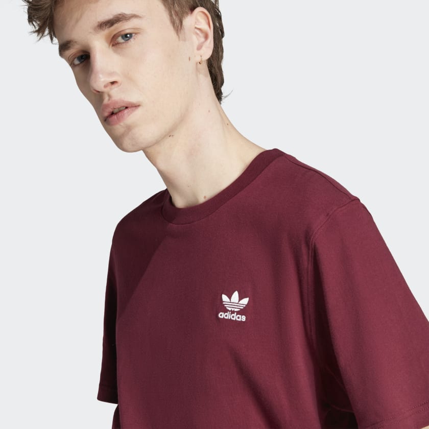 Adidas Trefoil Essentials Men's Tee, Maroon / White